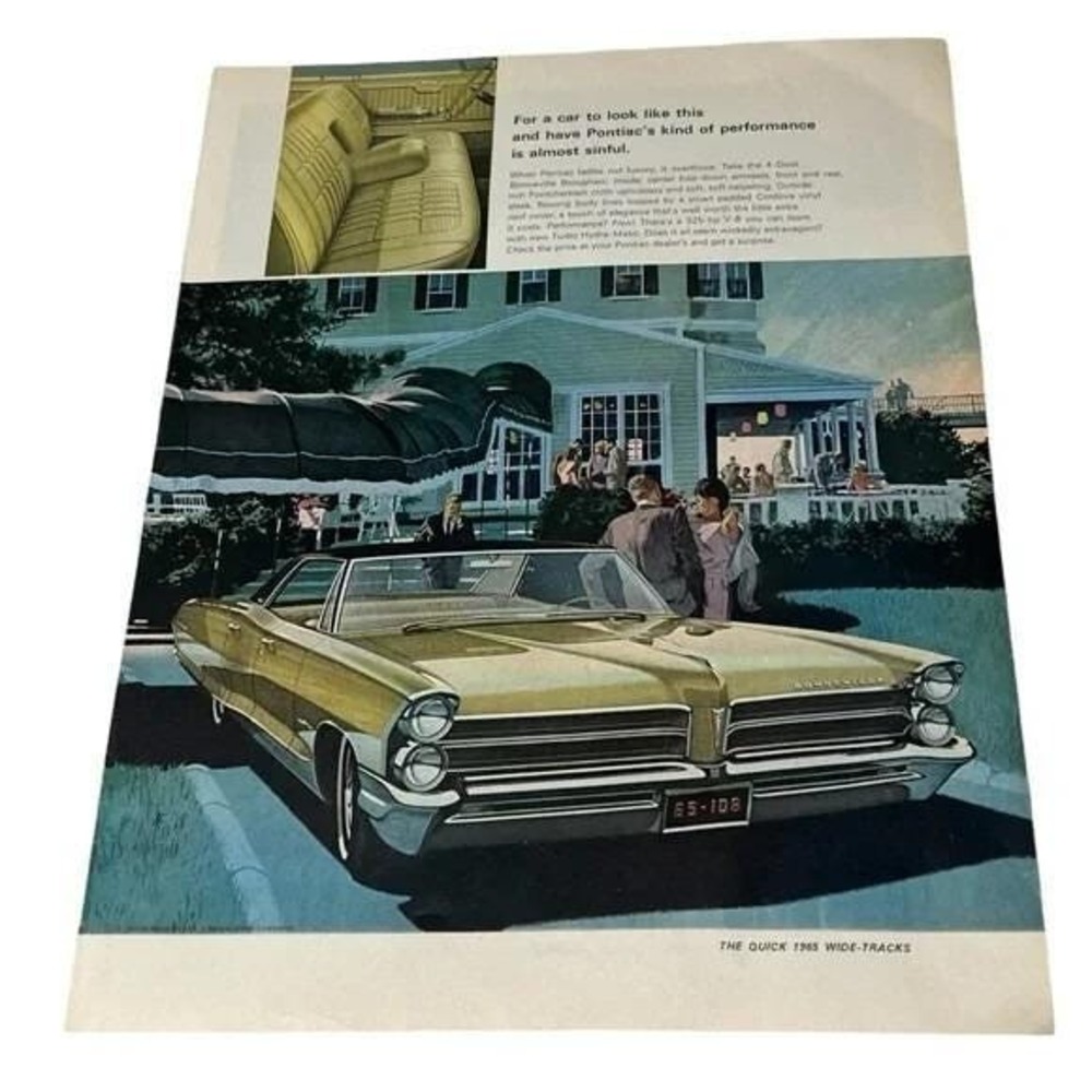1965 Pontiac Bonneville Wide Tracks Original Vintage Print Ad